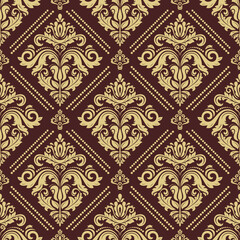 Orient classic pattern. Seamless abstract background with brown and golden vintage elements. Orient background. Ornament for wallpaper and packaging