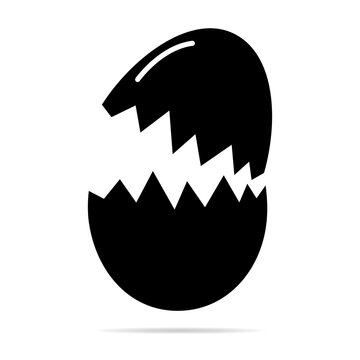 Broken Egg icon with shadow, shell easter symbol, healthy nature food, vector illustration, farm organic protein