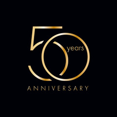 50 Year Anniversary Logo, Golden Color, Vector Template Design element for birthday, invitation, wedding, jubilee and greeting card illustration