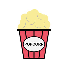 Popcorn food design icon, web corn box snack flat vector illustration element