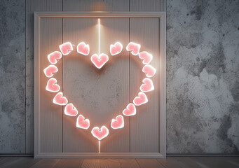 Heart on wooden wall, Generative AI