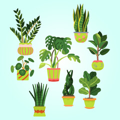 Fototapeta na wymiar flower illustration pot plant green vector