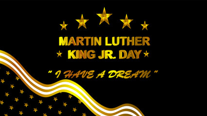 Martin Luther King Jr. Day Gold Typography black Background  Template Design Vector Illustration.