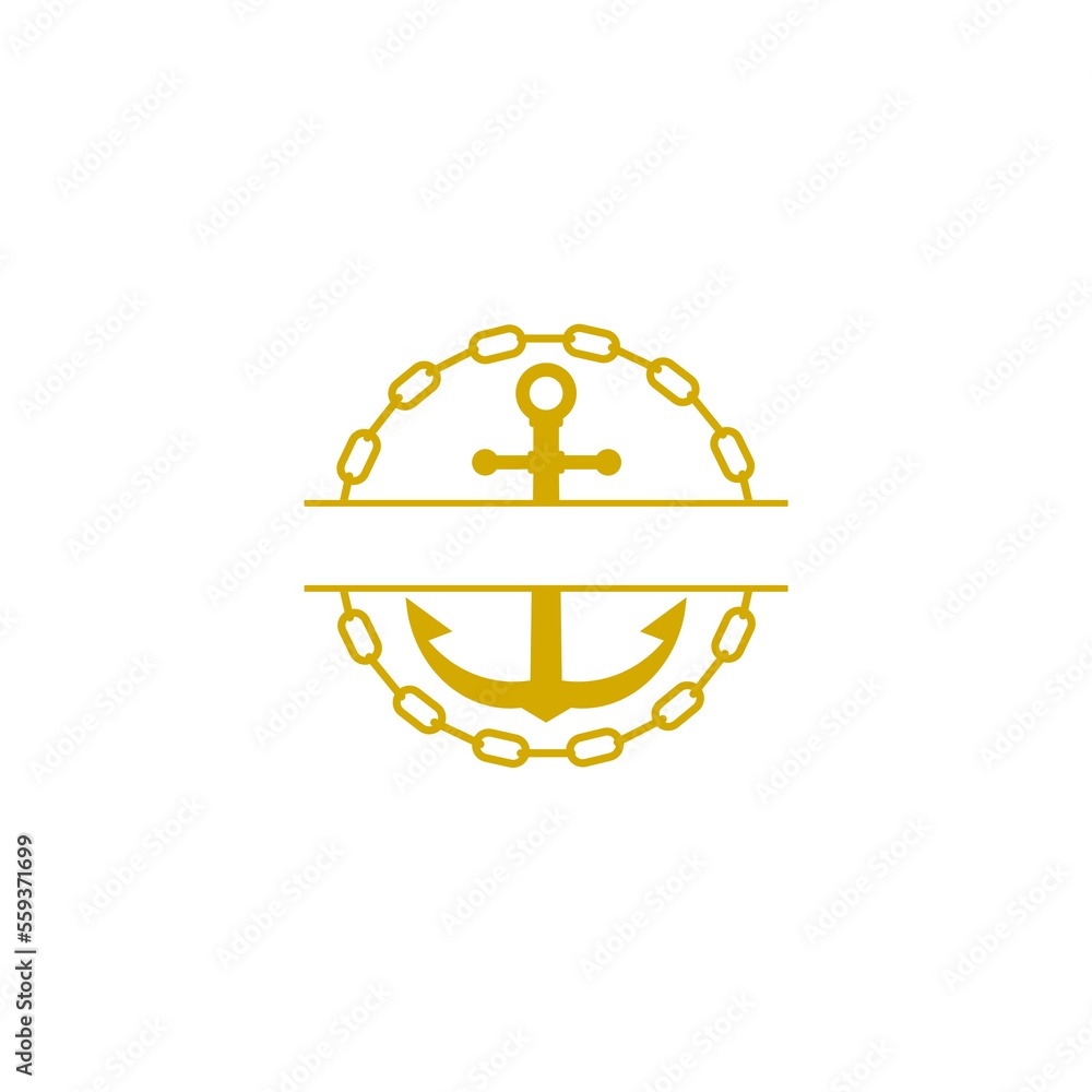 Poster anchor with round chain frame icon isolated on white background