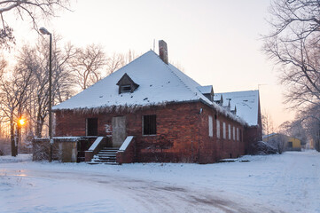 Old abandoned industrial railway boiler house in central Poland, Europe