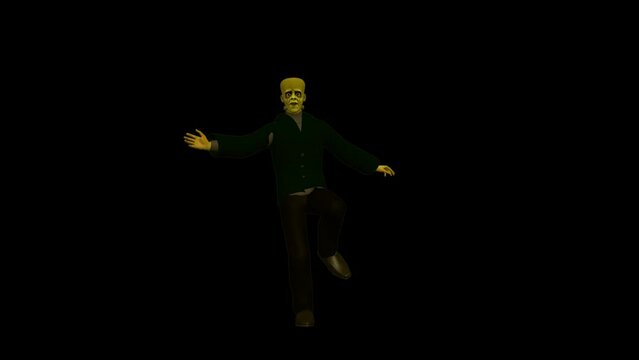 Frankenstein Can Can Dance Transparent Alpha Video 3D Animation