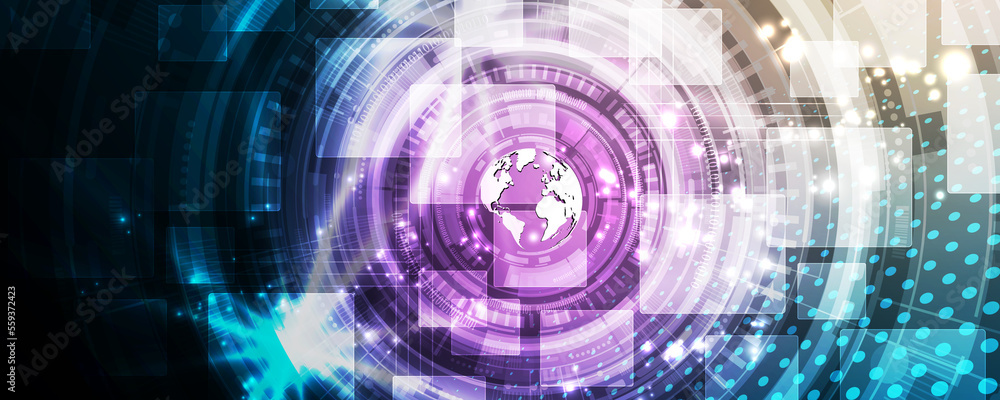 Poster abstract background image, futuristic world concept of technological mechanisms and communication ne