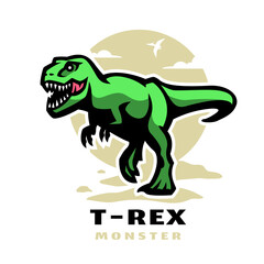 T-rex monster logo. Dinosaur Tyrannosaur. Vector illustration.