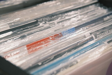 records for sale in a record store