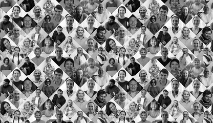 Beautiful happy people in front of a background