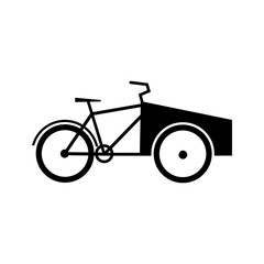 Cargo Bike silhouette icon. Transporter bicycle flat vector illustration