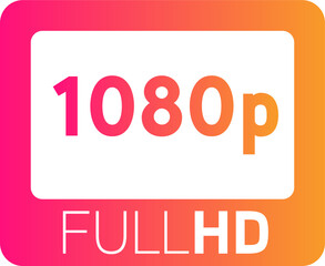 Gradient video quality or resolution icons in 1080p. Video screen technology.