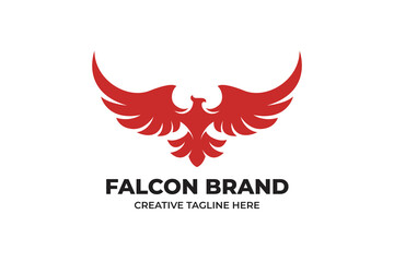 Red Falcon Eagle Fly Silhouette Logo