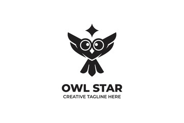 Fototapeta premium Owl Star Black Logo Template