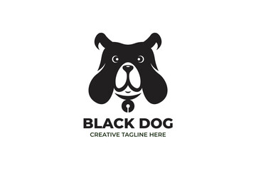 Black Dog Head Flat Logo Template