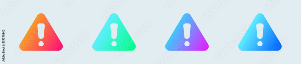 Poster exclamation solid icon in gradient colors. error signs vector illustration.