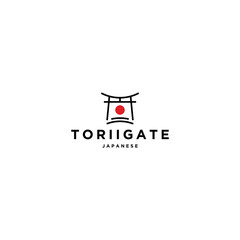Torii gate japanese logo design template