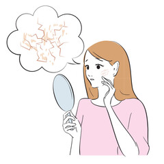 女性の肌トラブル　乾燥肌