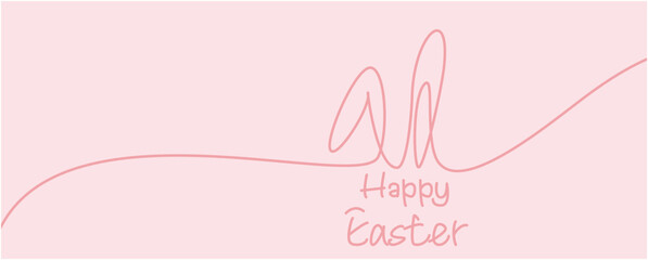 Happy easter simple decoration illustration. Easter bunny and lettering simple graphic for easter banner, background and graphic design. Vector illustration.