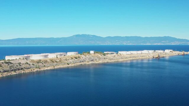 Oil terminal on Krk island, Croatia, aerial view