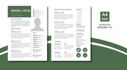 Fototapeta na wymiar New resume cv with Clean design template