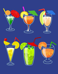 Fruit cocktails - a schematic representation of objects that are applicable for business, advertising, illustrations and logos.