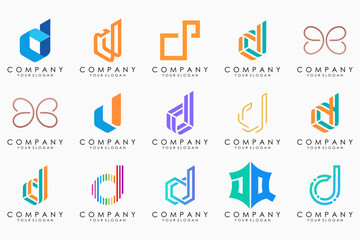 abstract letter D logo icon set. design for business of luxury, elegant, simple.