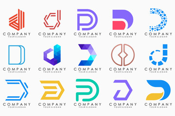 abstract letter D logo icon set. design for business of luxury, elegant, simple.