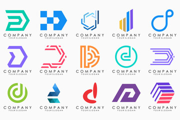 abstract letter D logo icon set. design for business of luxury, elegant, simple.