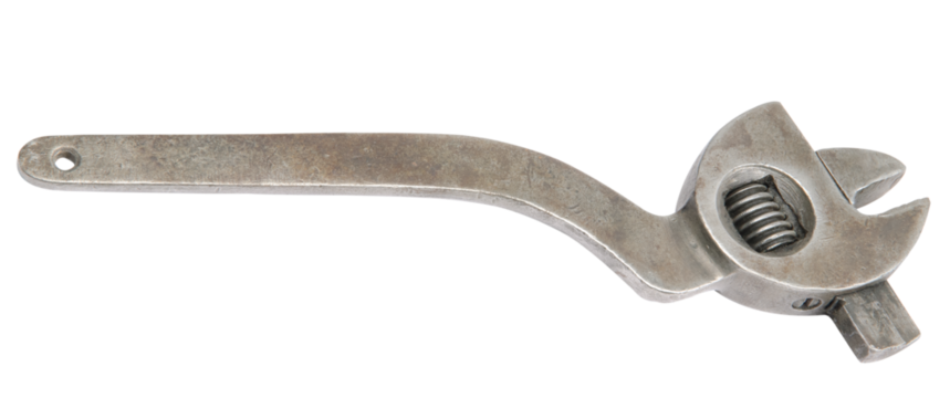 clé à molette vintage sur fond transparent