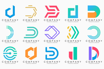 abstract letter D logo icon set. design for business of luxury, elegant, simple.