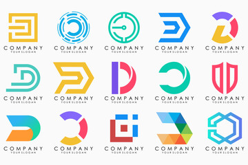 abstract letter D logo icon set. design for business of luxury, elegant, simple.