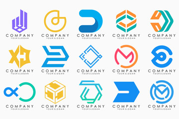 abstract letter D logo icon set. design for business of luxury, elegant, simple.