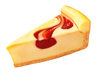 1 Stück Käsekuchen mit Fruchtfüllung Hintergrund transparent PNG cut out