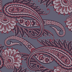 Floral Paisley Ornamental seamless vector pattern.