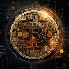 Bitcoin in blockchain technology.Generative AI
