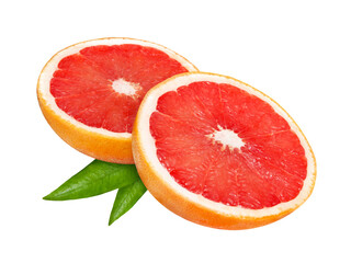 Pink grapefruit isolated on transparent background PNG cut