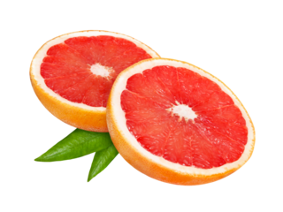 Pink grapefruit isolated on transparent background PNG cut