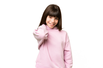 Little girl over isolated green chroma key background laughing