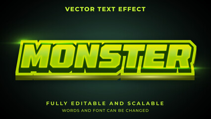 monster green glowing neon 3d editable text effect 