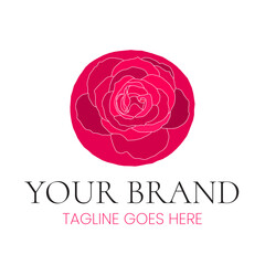 Rose Flower Brand Logo Design. Round Pink and Red Logotype for Florist, Beauty Salon, Feminine Business