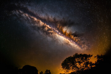 long exposure shot of the milky way galaxy taken in Thailand near phitsanulok with grit. Generative AI