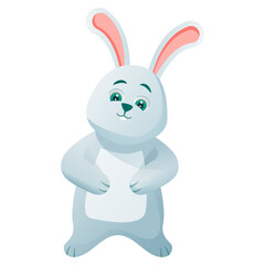 Cute little bunny.Vector flat illustration.Isolated on white background. Animal Rabbit cartoon.