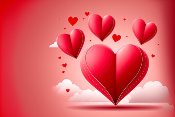 Valentine's card with romantic motifs and hearts, generative ai