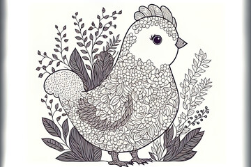 Fototapeta na wymiar Animal doodle for a chicken. Generative AI