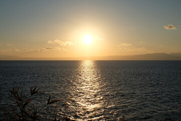 sunset over the sea of Enoshima island
