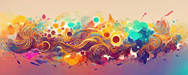 Fototapeta na wymiar Abstract paint swirl banner, abstract color swirls background, generative ai art