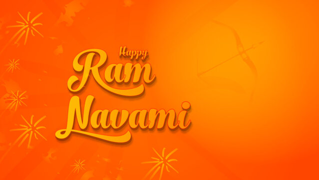 Happy Ram Navami traditional festival wishes card with arrow and chokro