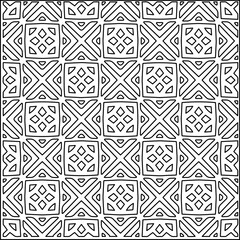 Stylish texture with figures from lines.
Abstract geometric black and white pattern for web page, textures, card, poster, fabric, textile. Monochrome graphic repeating design. 