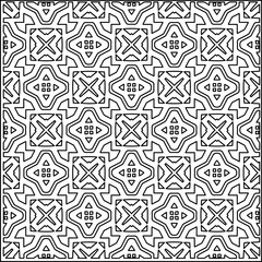 Stylish texture with figures from lines.
Abstract geometric black and white pattern for web page, textures, card, poster, fabric, textile. Monochrome graphic repeating design. 